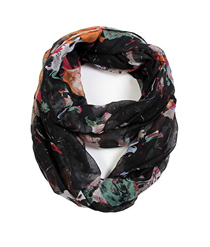 Scarfand's Romantic Rose Prints & Floral Patterns Lightweight Infinity Fashion Scarves Wraps - color: Brush Stroke Black