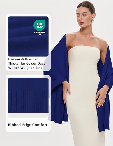 PULI Women's Pashmina Shawl Wraps for Evening Dress Large Scarf Blanket Long Wedding Bridal Winter Warm Shoulder Wrap - color: Klein Blue