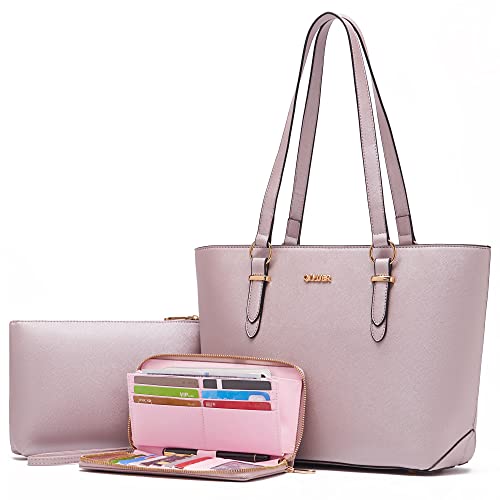 Purses And Wallets Set For Women Work Tote Satchel Handbags Shoulder Bag Top Handle Totes Purse With Matching Wallet - color: A112-3pcs/Set Lightpurple