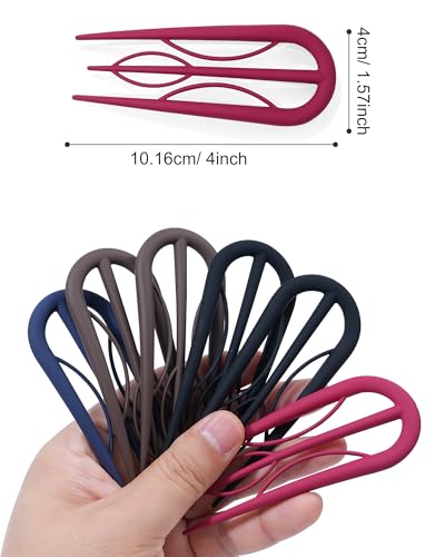 French Hair Pin for Women - U-Shaped Hair Fork for Updos, Chignons & French Twists, Durable Acrylic, Secure & Elegant Styling for All Hair Types (Dark Colors (Matte)) - color: Dark Colors (Matte)