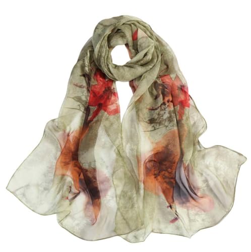 Xyueanlo Fashion Scarves for Women Lightweight Elegant Scarf Sunscreen Wraps Shawls - color: Plum Flower Orchid Green