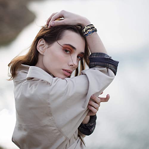 Long tiantian Boho Leather Wrap Bracelets Gifts Trendy Stuff Layered Bangles Bracelets for Women Modern Stackable Infinity Bracelets Bohemian Jewelry Gifts for Women Birthday Gifts - color: A2:Bangle Bracelets(blue)