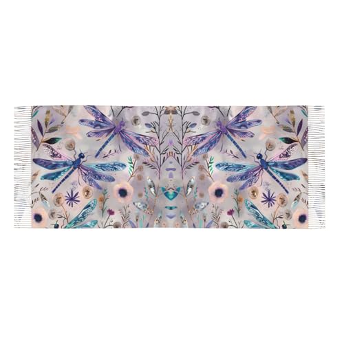 Skull Mushroom Hippie Scarf for Women– Winter Shawl with Tassels, Cozy Wrap for Women’s Festival & Casual Wear - color: Dragonfly Purple