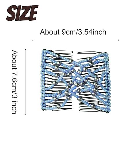 5 Pieces Stretchy Magic Comb Adjustable Elastic Hair Clip for Women Girls No Crease Pins Vintage Bun Maker Accessories for Curly Thick Wavy Hair Ponytail - color: Black,Brown,White,Blue,Pink