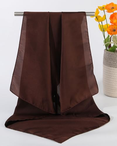 AWAYTR 27.5” Square Satin Head Scarf Hair Scarf for Women's Hair Silk Bandana for Women Silk Head Wrap for Sleeping - color: Coffee Brown