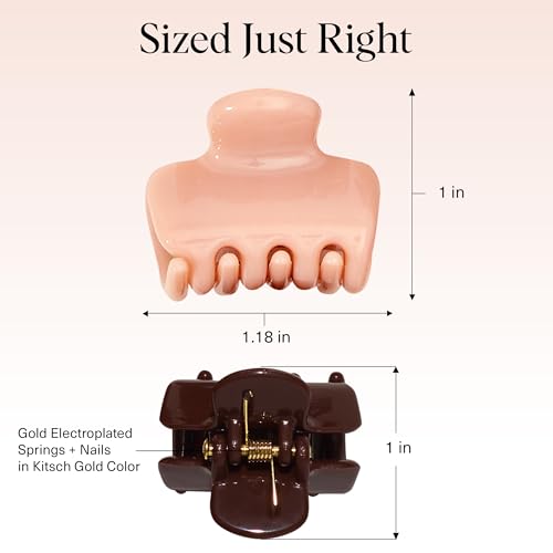 Kitsch Small Hair Clips for Women and Girls – Mini Claw Clips – Hair Accessories – Daily Styling, Recycled | Ideal Gifts for Women, Rosewood – 8pc Set - color: Rosewood