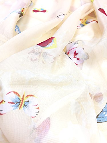YOUR SMILE Ladies/Women's Lightweight Floral Print/Solid Color mixture Shawl Scarf For Spring Summer season - color: Beige Butterfly