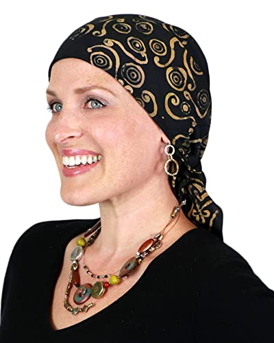Hats Scarves & More Chemo Scarf Head Scarves for Women Cancer Headwear Headscarf Head Coverings 28 Inch Square Batik - color: Java Gold