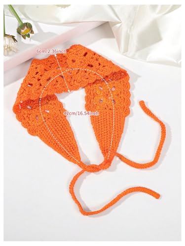 OYOANGLE Women's Boho Crochet Knit Hair Band Vintage Head Wrap Hair Bandanas Head Kerchief Orange One-Size - color: Orange