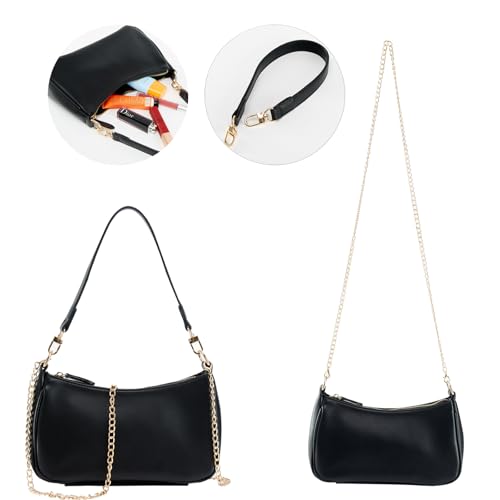 Shoulder Bag for women Crossbody Bags Retro Classic Small Hobo Purse Clutch Tote Handbags with Zipper Closure - color: Black