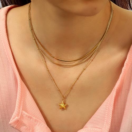 14K Gold Heart Necklace for Women Boho stainless steel waterproof Cute Dainty Love Pendant Necklaces for Women - color: Styie-2