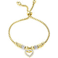 Jude Jewelers Stainless Steel Heart Charm Adjustable Size Beaded Strand Style Wedding Statement Holiday Bracelet - color: Gold