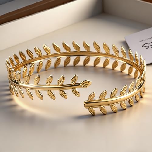 2Pcs Minimalist Simple Swirl Upper Arm Cuff Bracelets for Women Arm Bangle Armlets Adjustable - color: gold