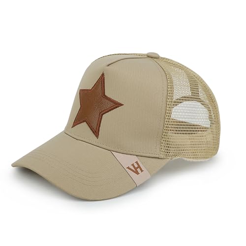 VINTAGE HAVANA Trucker Hats Women | Mesh Adjustable Snapback Hat | Men & Women Cute Trendy Fashion Baseball Cap - color: Khaki/Brown