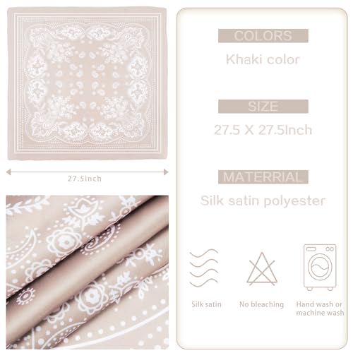 DOOBO Satin Head Scarf - 27.5 Inches Silk Bandana Hair Wrap Square Scarf for Women & Girls - color: Khaki