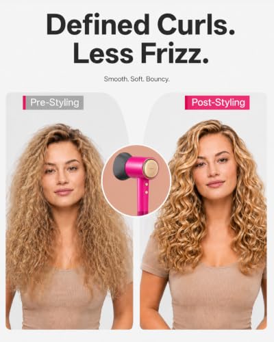 Tideway Hair Dryer Professional High-Speed Ionic Blow Dryer 110,000 RPM, Compact Hair Dryer with Magnetic Diffuser, Fast Drying with Brushless Motor Low Noise Smart Temperature Control-H11 - color: Pink