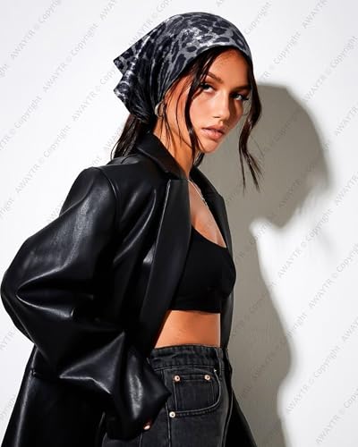 AWAYTR Y2K Hair Bandanas for Women Hair - 2Pcs Punk Head Wraps for Girls Hair Scarf Grunge Disco Head Cover - color: Leopard (White/Gold)