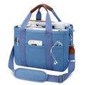 KKXIU Canvas Tote Bag for Women with Zipper and Compartments Crossbody Large Bible Messenger Purse Bag With Pockets | Canvas - color: Blue, size: Large