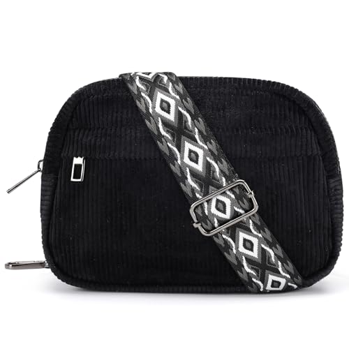 MAXTOP Small Crossbody Bags for Women Belt Bag Fanny Pack with Adjustable Strap - color: Corduroy Black, style: Small Crossbody Bag