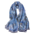 100% Mulberry Silk Women's Neck Silk Scarf-Lightweight Shawl,FLoral Print Beach Silk Wrap-Scarves for Photography - color: Smoky Blue