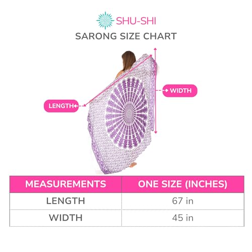 SHU-SHI Sarong Wraps for Women Long Beach Cover ups Pareo Bathing Suit Wrap Skirt Mandala Sarongs Coverup - color: Purple/White
