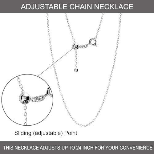 LeCalla 925 Sterling Silver Italian Jewelry Adjustable Chain Necklace, Sliding Bolo Chain Necklace for Women Slider Chain 14 to 24 Inch. - color: Cable Chain