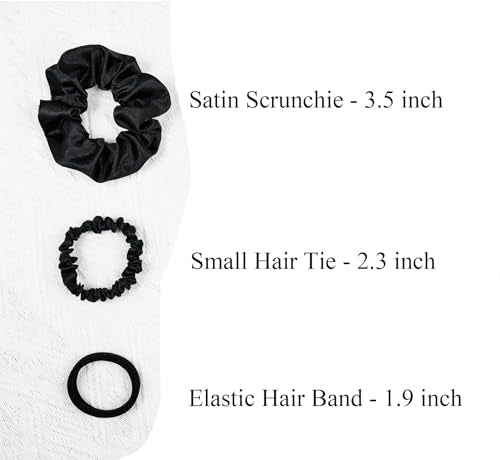 Hair Ties Scrunchies for Women 30 Pack - JGQUR Big Satin Hair Scrunchie Seamless Hair Elastic Small Ponytail Holders Hair Accessories, Yoga, Sport, Daily Use (Black/Beige/Coffee) - color: Black/Beige/Coffee