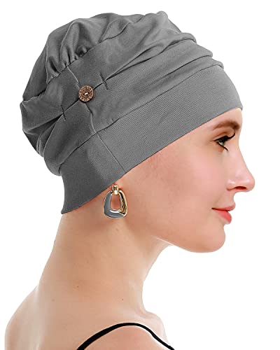 osvyo Cotton Chemo Turbans for Women Cancer Hairloss hat - Cotton Lightweight Headwear Sealed Packaging - color: Cotton Dark Grey