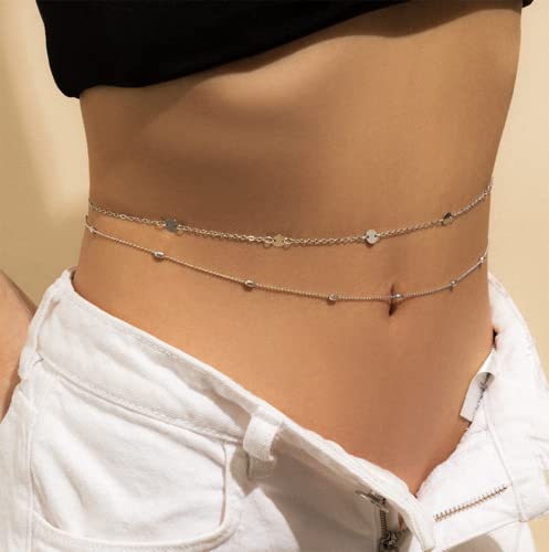 Tornito 6-8Pcs Sexy Belly Waist Chain Bikini Body Chain Summer Beach Body Jewelry Set for Women Gold Tone