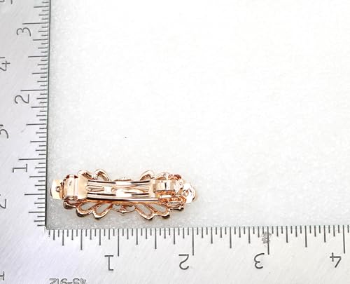 Fashi Smoked Topaz Chocolate Brown Small Mini Floral Hair Barrette Clip - color: Smoked Topaz / Rose gold plated