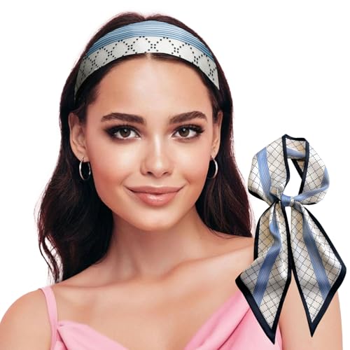 Sumolux Head Hair Scarf for Women Neck Purse Bag Handbags Scarf Like Silk - color: Blue Diamond