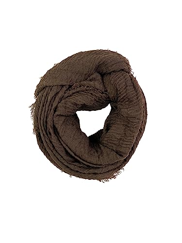 Humble Hilo Womens Woven Bohemian Style Gauze Scarf,Shawl, Head Wrap Fringed Edge Lightweight, Long Folds Small - color: Coffee
