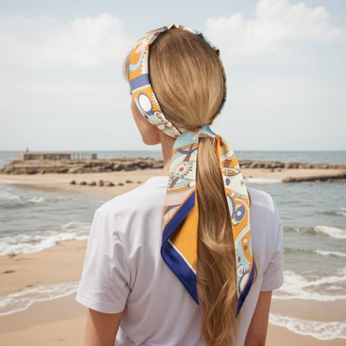 RIIQIICHY Hair Scarf for Women Like Silk Scarves Headband Neck Scarfs Twilly Purse Accessories - color: C020