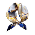 FEIBOON Mulberry Silk Scarfs Neck Scarf 21" Small Square Scarfs hair scarf bandana Neckerchief Headscarf for Women - color: Blue White Yellow Classic