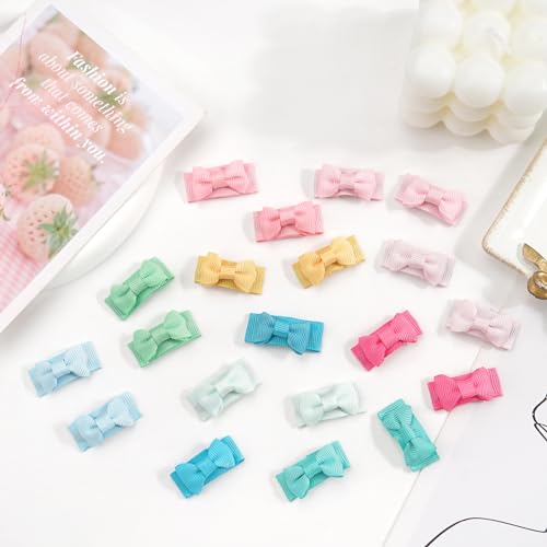 CÉLLOT 90 pcs Mini Grosgrain Ribbon Bows - Snap Clips for Baby Toddlers Infants' Fine Thin Hair - color: 90pcs/45color
