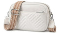 Vantamo Premium Quilted Crossbody Bags for Women with Anti-Pickpocket Clip, Vegan Leather Handbags, Travel Purses for Women - color: White With Jacquard Strap