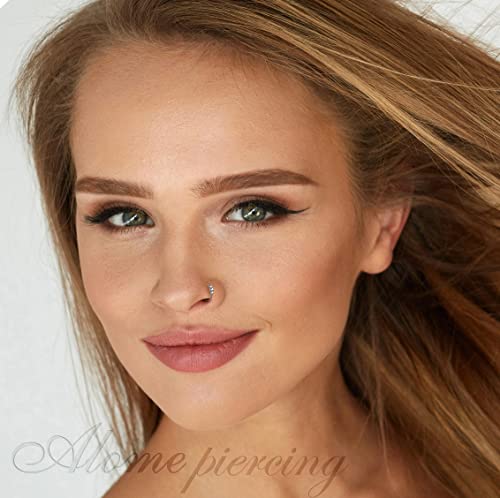 925 Sterling Silver & 14K Gold Filled Nose Ring Hoop Handmade Piercing Jewelry For Women - 24 Gauge 2mm,7mm Tiny Nose Ring with Opal - Gift Ready - color: Silver Beads Silver