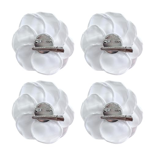 Sanrich Women's Brooches 4pcs Rose Flower Hair Clip Mexican Hair Flowers Clips Hairpin Brooch Tea Party Hats Headpieces (white) - color: white