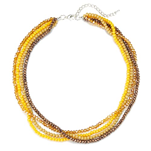 Noessla Beaded Statement Necklaces for Women Layered Chunky Bead Necklace Fashion Costume Jewelry Gifts for Mom - color: 029-Yellow