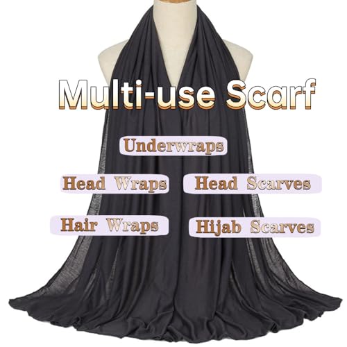 Head Wraps for Black Women, Breathable Headwrap Soft Long Hair Wraps Wide Headscarves for Locs Braids - color: Black