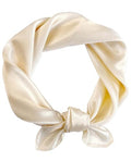 Hioyiwse Satin Square Scarf for Women Solid Color Emulation Silk Handkerchief Hair Ribbon Headband Handbag Purse - color: D12-cream Yellow(23.6*23.6inch)