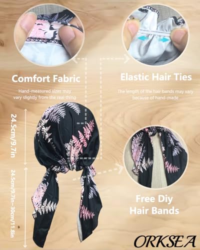 Chemo Headwear for Women Pre-Tied Head Scarf Headwraps Soft Turbans Cancer Hats Chemo Beanie Coverings Scarves - color: Black Flower2
