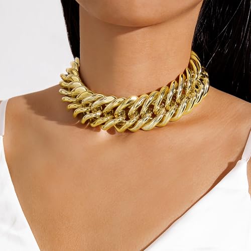 choice of all Chunky Gold Necklace Statement Necklace for Women Punk Chain Thick Gold Choker Jewelry Trendy Birthday Gifts - color: M:Gold