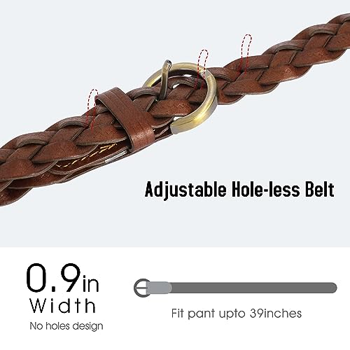 2 Pack Skinny Thin Braided Belts for Women Dresses Woven Waist Belts for Jeans - color: A:black+white