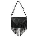 Hoce Women’s Leather Fringe Messenger Bag Large Hobo Crossbody Tassel Shoulder Bags, Gift for Mom Wife Girlfriend - color: Black