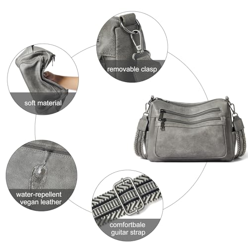 Bluome Crossbody Purses for Women, Medium Large Faux Leather Crossbody Bags Lightweight Sling Bag Shoulder Handbags - color: Dark Gray, size: Medium 7L