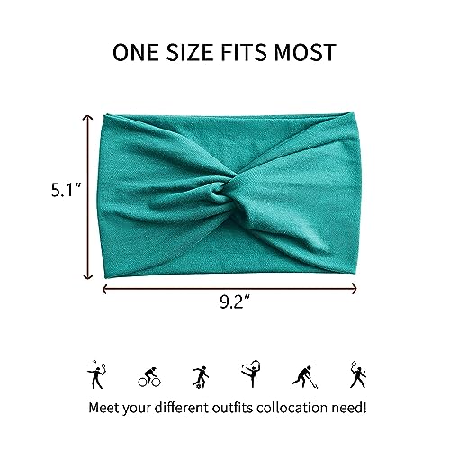 Jesries 10 PCS Women Headbands African Wide Hair Wrap Extra Turban Head Bands for Lady Large Sport Workout Stretch Non-slip Big Hair Bands - color: Army green