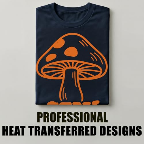 Stay Groovy Mushrooms T-Shirt– Retro Aesthetic Apparel – 100% Cotton Unisex Tee - color: Navy, size: Small