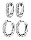316L Surgical Stainless Steel Huggie Hoop Earrings with Cubic Zirconia, 10G 12G 14G 8-20mm Cartilage Lobe Earrings, 14G Piercing Jewelry - style: 10G 8mm 10mm Silver Clear CZ