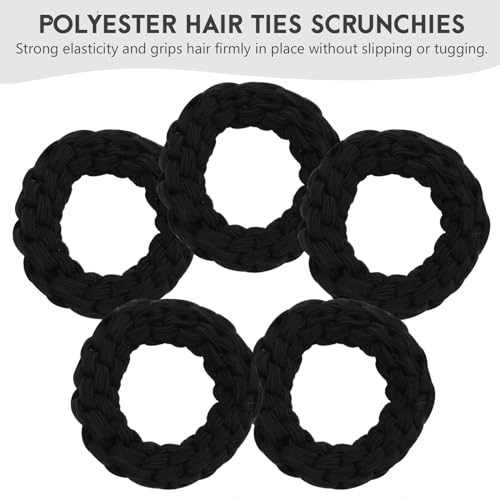 Youxuan Elastic Hair Ties for Women - No Damage, No Slip, No Pull Hair Bands - Comfortable Handmade Braided Polybands for Girls - 10-Pack Black Polyester Scrunchies - color: Black-BZ